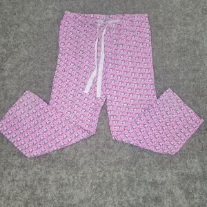 Vineyard Vines Christmas Reindeer Whale Pink Flannel Pajamas Size Small